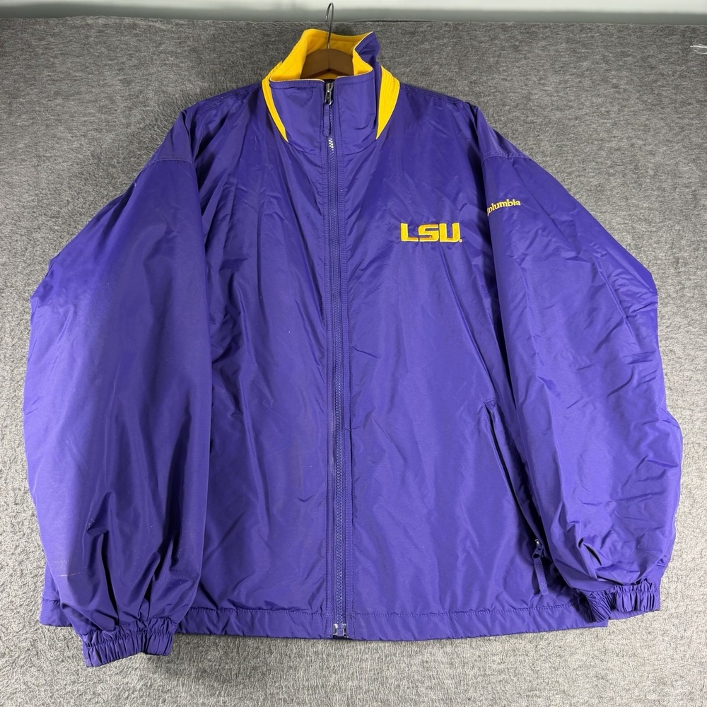 Columbia Ascender LSU Tigers Softshell Full Zip Jacket Purple Embroidered SZ L